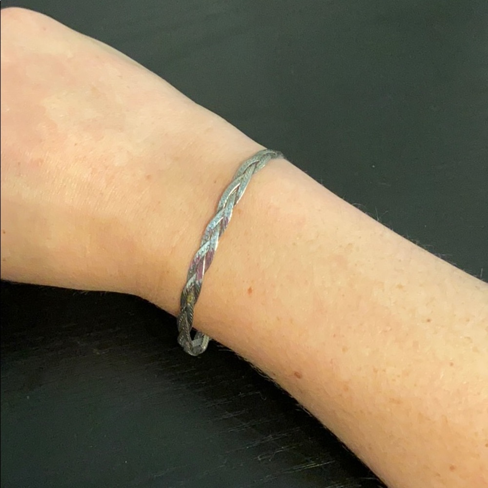 Flat Braided Pattern Thin Bracelet 925 Sterling S… - image 2